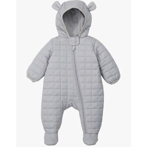 DDY Baby Quilted Snowsuit Hooded Bear Ears Warm Winter Bunting Gray 12 18 Months